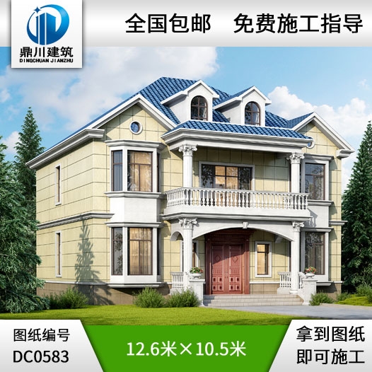 農(nóng)村二層舒適型農(nóng)村別墅設計效果圖及施工圖_農(nóng)村兩層別墅設計圖紙,鼎川建筑
